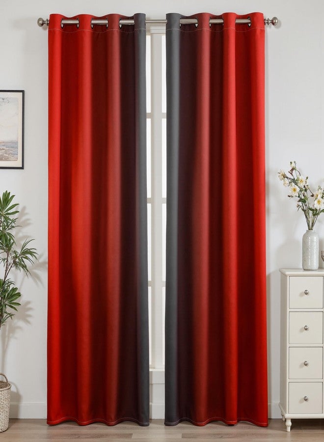 weesire Ombre Blackout Curtains for Bedroom Living Room 2 Panels 100% Blackout Black and Red Gradient Curtains, 52x84 Inches - Image 1